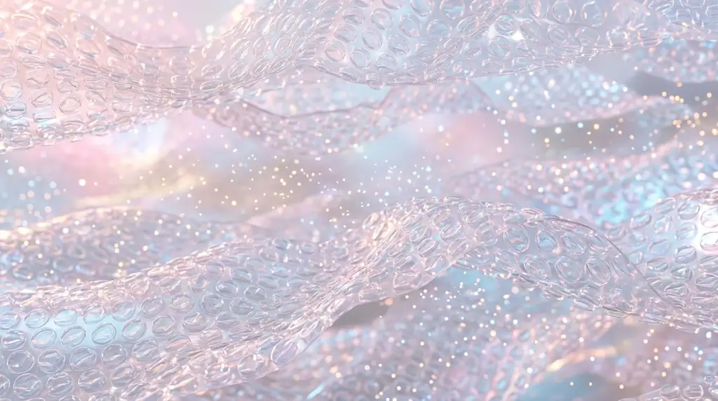 Vibrant translucent bubble wrap waves